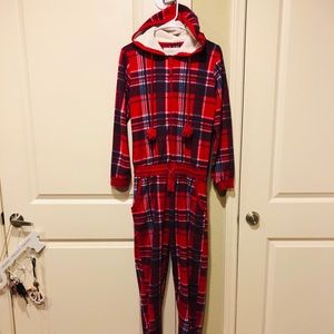 Fleece plaid onesie